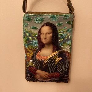 Bamboo Trading Company Beaded Mona Lisa Club Bag